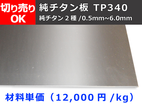 チタン・その他 純チタン（２種） 切板 TP340 板厚 18mm 50mm×750mm-